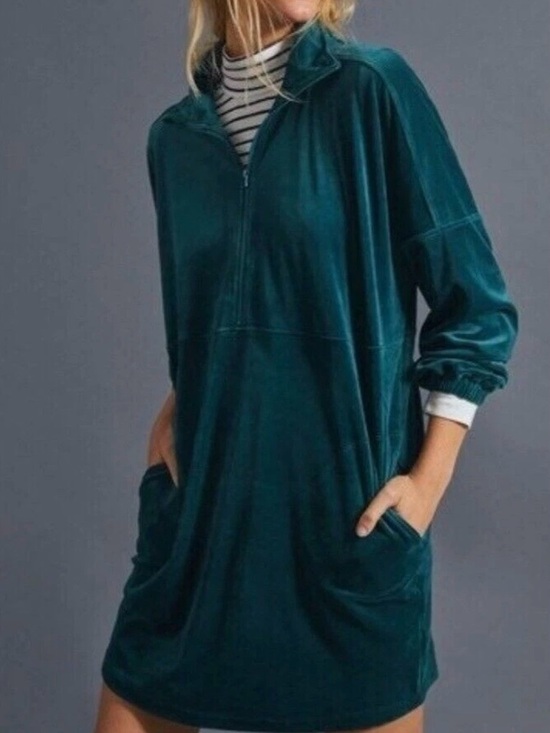 Anthropologie Dresses & Skirts - Anthropologie Saturday Sunday Rosalind Velour 1/2 Zip Tunic Dress